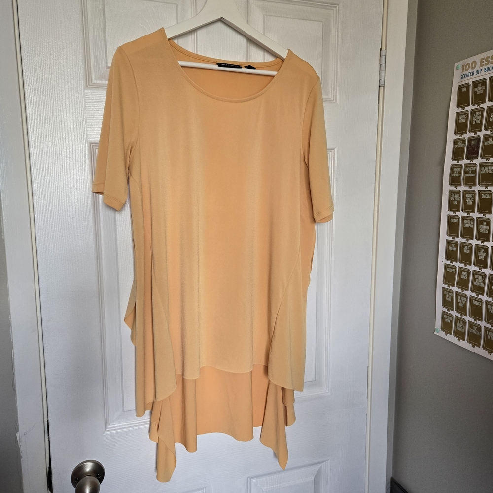 Nina Leonard Women's Apricot Layered Tunic